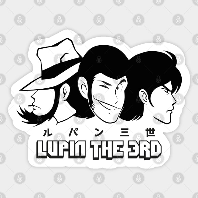 219 Lupin 3head Wide Sticker by Yexart